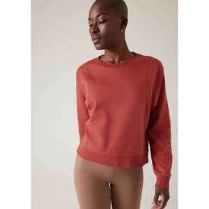Athleta Sundown Crew Sweatshirt in burnt rust orange size large NWT